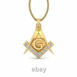 0.38CT Diamond Masonic Pendant Solid Gold Masonic Locket Mason Hip Hop Jewelry