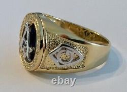 0.5Ct Round Lab-Created Diamond Custom Mason Masonic Ring 14K Yellow Gold Plated