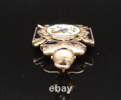 10K GOLD Vintage Antique Double Sided Enamel Freemason Pendant GP366