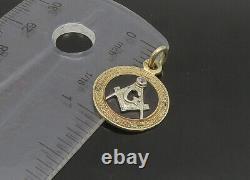 10K GOLD Vintage Genuine Diamond Free Mason Symbol Two-Tone Pendant GP252
