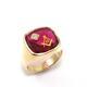 10k Yellow Gold Men's Pink Ruby Diamond Mason Masonic Ring 10.5