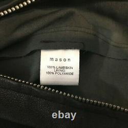 $1150 Mason By Michelle Mason Genuine Lamb Leather Black Moto Silver Zipper Sz 2