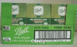 12 Boxes BALL Wide Mouth Lids and Bands Mason Jar Canning Lot 144 Total