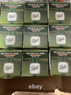 12 Boxes BALL Wide Mouth Lids and Bands Mason Jar Canning Lot 144 in Total