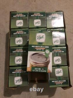 12 Boxes Lot BALL Wide Mouth Lids and Bands Mason Jar Canning Lot 144 Total NEW