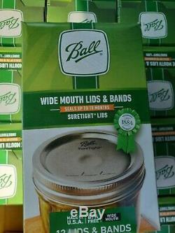 12 Boxes of 12 BALL Wide Mouth Bands with Dome Lids For Mason Jars Canning #40000
