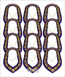 12 LOT Cryptic Mason Royal & Select Master Chain Masonic Collar PURPLE Backing