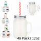 12oz Sublimation Frosted Mason Jar Cup With Handle, Metal Lids & Plastic Straws