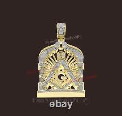 14K Yellow Gold Finish 2.10 Cwt. Moissanite Masonic Freemason G Compass Frame