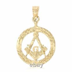 14K Yellow Gold Freemason Masonic Pendant For Necklace or Chain