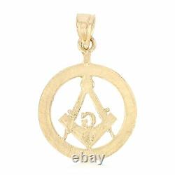 14K Yellow Gold Freemason Masonic Pendant For Necklace or Chain