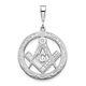 14k White Gold Large Masonic Freemason Mason Pendant Charm Necklace Career