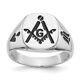 14k White Gold Menmasonic Freemason Mason Band Ring Man Masonic Fine Jewelry