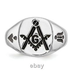 14k White Gold Menmasonic Freemason Mason Band Ring Man Masonic Fine Jewelry