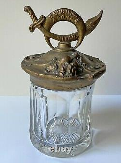 1914 Atlanta Yaarab Temple Masonic Freemason Tobacco Jar, Metal and Glass