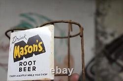 1950s DRINK MASON'S ROOT BEER SODA PAINTED METAL SHOPPING CART BOTTLE RACK SIGN