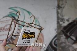 1950s DRINK MASON'S ROOT BEER SODA PAINTED METAL SHOPPING CART BOTTLE RACK SIGN