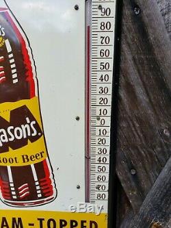1950s Mason's Root Beer Thermometer. 26inx10in. Works! Painted Metal