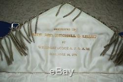 1952 Boston Freemason Masonic Vintage Apron Silver Gold Colored Metal Thread