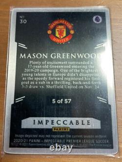 2020-21 Panini Impeccable Soccer Mason Greenwood #5/57 Stainless Stars Metal