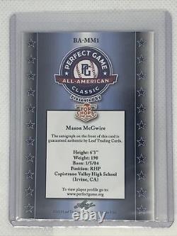 2021 Leaf Metal Perfect Game Mason Mcgwire Auto Silver Refractor