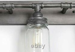 24'' Large Bathroom Light Fixtures Industrial 3 Mason Jar Vanity Light With Anti