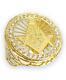 26 Mm Wide Round Mason Masonic Nugget Textured Band Ring 10k Yellow Gold Sg4573
