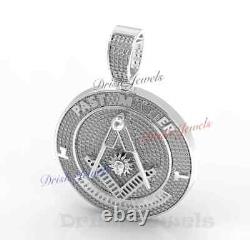 2.57 Cwt. GENUINE MOISSANITE Freemason Masonic G Compass Sun Medallion Pendant