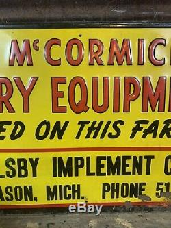 #2 Vtg 50s IH McCormick Dairy Equipment Silsby Implement Mason MI Metal Sign