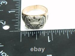 32nd DEGREE MASONIC FREE MASON 10-14K Diamond Double Eagle Rose White Gold Ring