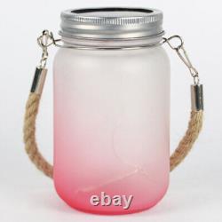 36pc 16oz Sublimation Blanks Frosted Gradient Mason Jar with Lantern Lid&Hemp Rope