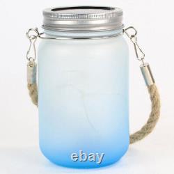 36pc 16oz Sublimation Blanks Frosted Gradient Mason Jar with Lantern Lid&Hemp Rope