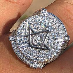 3CT Round Cut Moissanite Mason G Symbol Pinky Ring 14k White Gold Over GP Silver