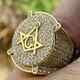 3ct Real Moissanite Masonic Master Mason Engagement Ring 14k Yellow Gold Plated