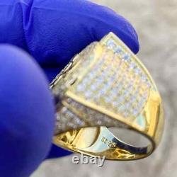 3Ct Real Moissanite Masonic Master Mason Engagement Ring 14K Yellow Gold Plated