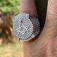 4ct Real Moissanite Masonic Master Mason Engagement Ring 14k White Gold Plated
