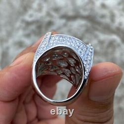 4Ct Real Moissanite Masonic Master Mason Engagement Ring 14K White Gold Plated