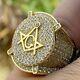 4ct Real Moissanite Masonic Master Mason Engagement Ring 14k Yellow Gold Plated