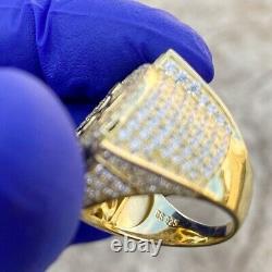 4Ct Real Moissanite Masonic Master Mason Engagement Ring 14K Yellow Gold Plated