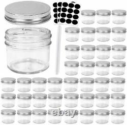 4 oz Clear Glass Jars with Silver Metal Lids, 40 Pack 100ml Mason Silver Lids