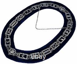 5 Masonic Regalia Master Mason SILVER Chain Collar BLUE Backing 5-DMR400SB