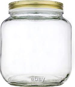 6 Pack of Glass Mason Jar Half Gallon Wide Mouth with Airtight Metal Lid Safe