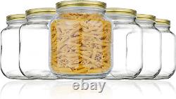 6 Pack of Glass Mason Jar Half Gallon Wide Mouth with Airtight Metal Lid Safe