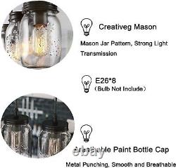 8-Light Mason Jar Chandelier Pendant Lamp Rustic Cluster Glass Hanging Fixtures