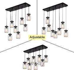 8-Light Mason Jar Chandelier Pendant Lamp Rustic Cluster Glass Hanging Fixtures