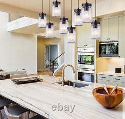 8-head Mason Jar Glass Shade Chandelier Kitchen Living Room Ceiling Pendant Lamp