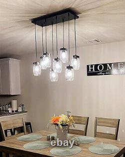 8-head Mason Jar Glass Shade Chandelier Kitchen Living Room Ceiling Pendant Lamp