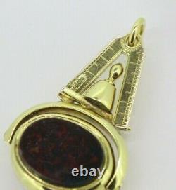 9ct Yellow Gold Freemason/Masonic Agate and Bloodstone Fob/Pendant