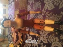 ANTIQUE Doll 15 Wood Springfield OR Joel ellis OR mason taylor METAL HANDS FEET