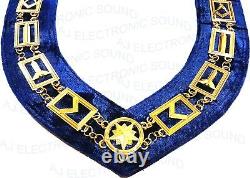Aj New Golden Masonic Regalia Master Mason Blue Lodge, Golden Metal Chain Collar